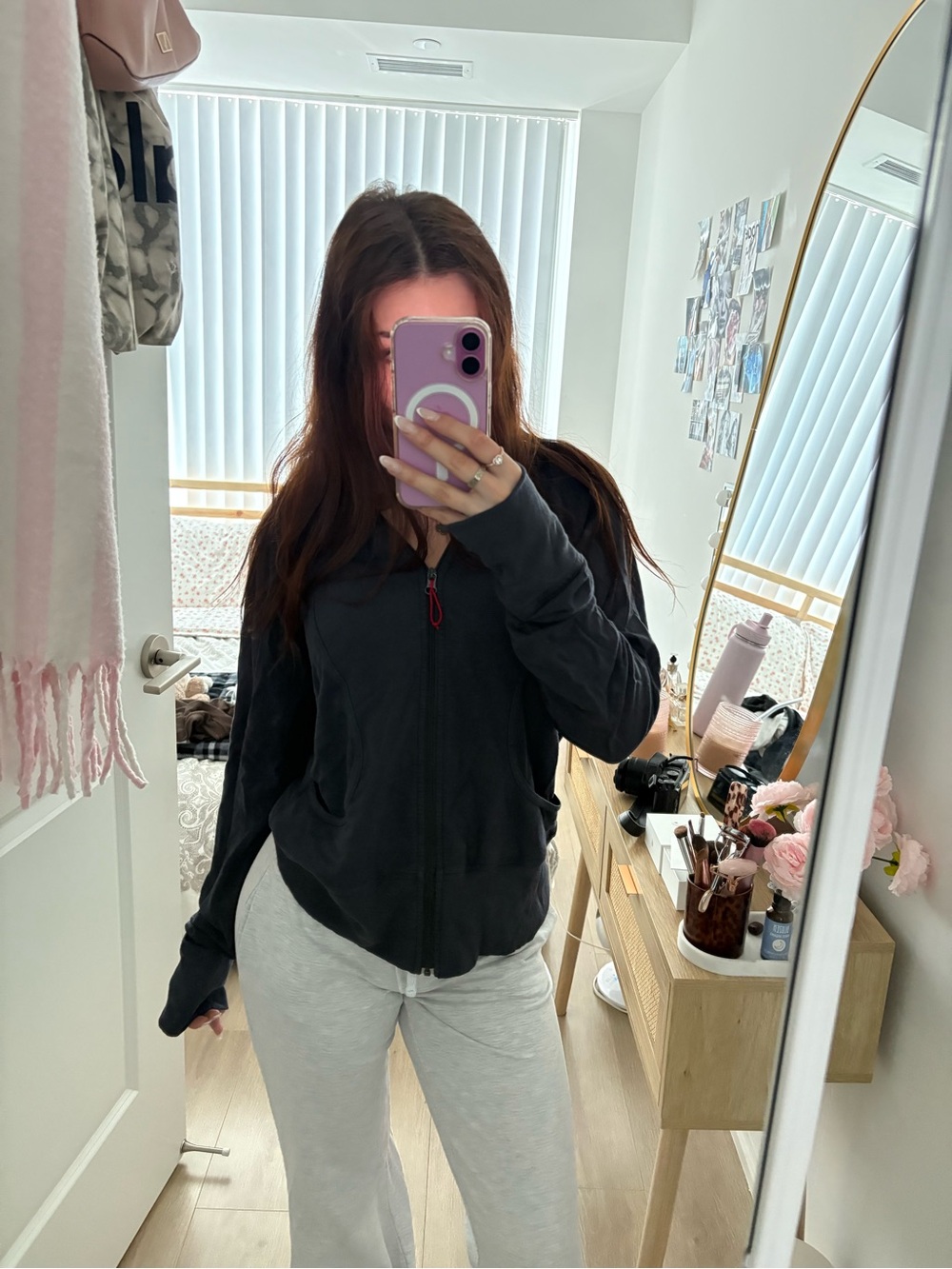 lululemon athletica black zip-up sweater with pink accent - Picture 2 of 3